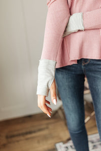 Mia Waffle Knit Long Sleeve In Pink - Happily Ever Atchison Shop Co.