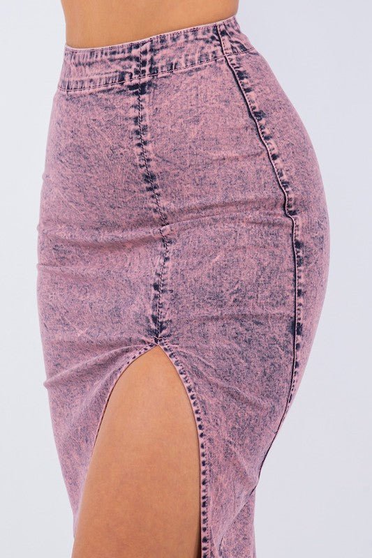 Midi Skirt In Denim Pink - Happily Ever Atchison Shop Co.