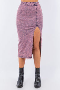 Midi Skirt In Denim Pink - Happily Ever Atchison Shop Co.