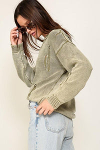 Mineral Wash Distressed Sweater - Happily Ever Atchison Shop Co.