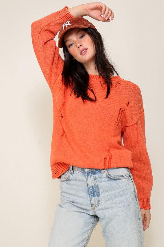 Mineral Wash Distressed Sweater - Happily Ever Atchison Shop Co.