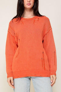 Mineral Wash Distressed Sweater - Happily Ever Atchison Shop Co.