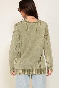 Mineral Wash Distressed Sweater - Happily Ever Atchison Shop Co.