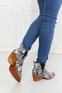 MMShoes Back At It Point Toe Bootie in Snakeskin - Happily Ever Atchison Shop Co.