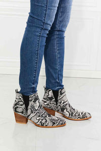 MMShoes Back At It Point Toe Bootie in Snakeskin - Happily Ever Atchison Shop Co.