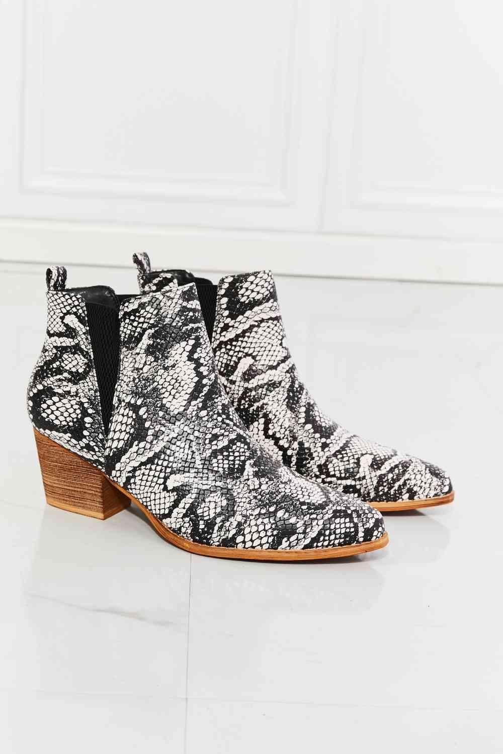 MMShoes Back At It Point Toe Bootie in Snakeskin - Happily Ever Atchison Shop Co.