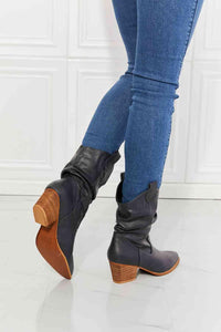 MMShoes Better in Texas Scrunch Cowboy Boots in Navy - Happily Ever Atchison Shop Co.