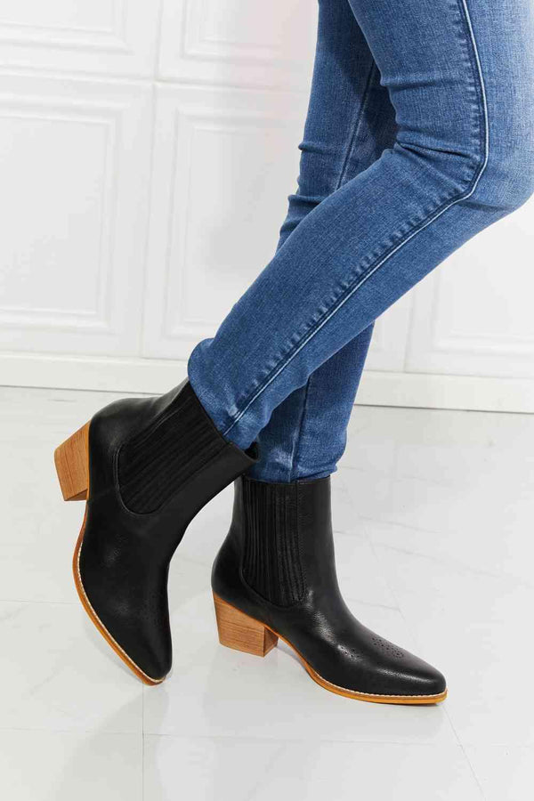 MMShoes Love the Journey Stacked Heel Chelsea Boot in Black - Happily Ever Atchison Shop Co.