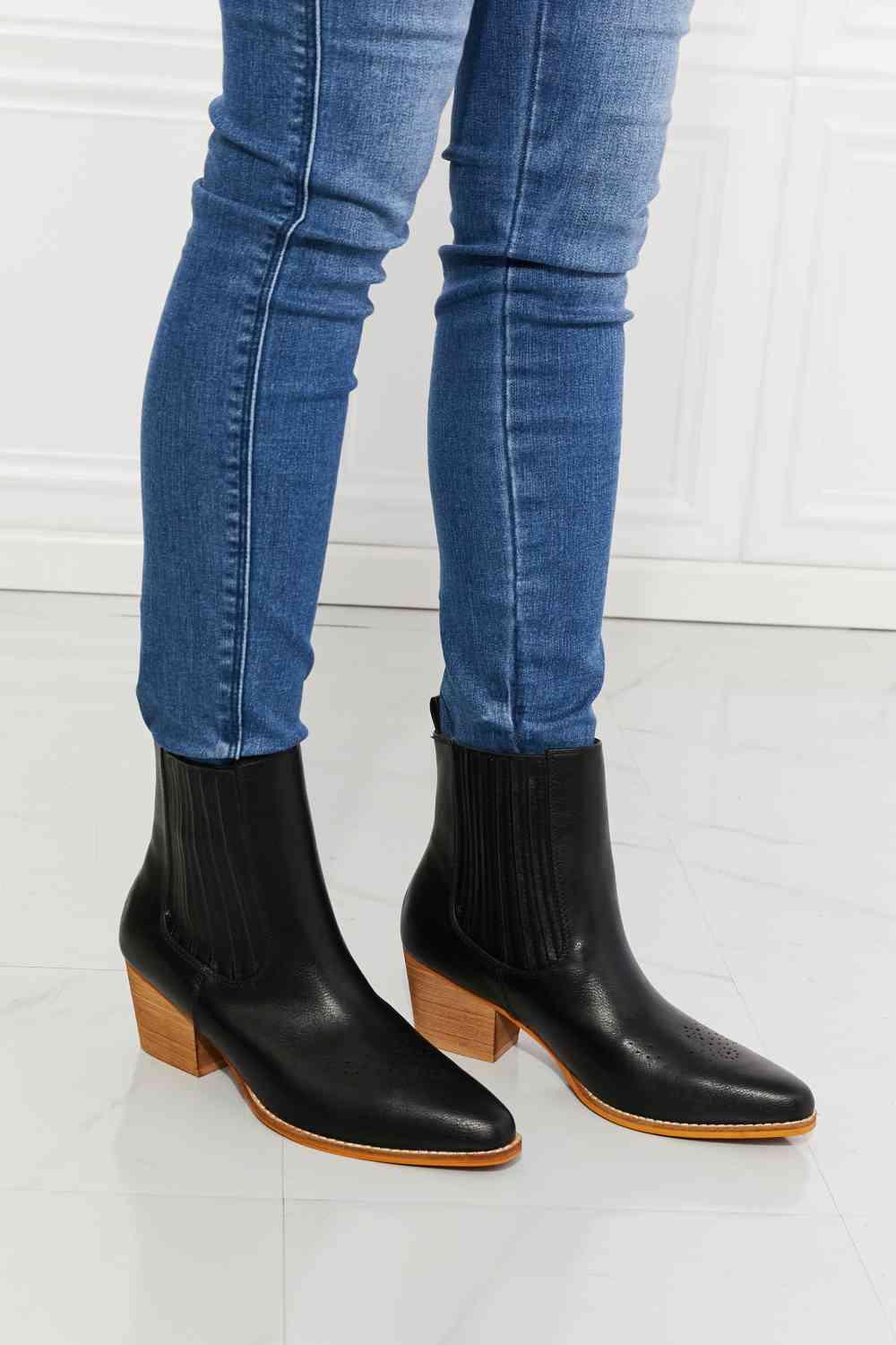 MMShoes Love the Journey Stacked Heel Chelsea Boot in Black - Happily Ever Atchison Shop Co.