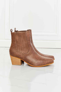 MMShoes Love the Journey Stacked Heel Chelsea Boot in Chestnut - Happily Ever Atchison Shop Co.