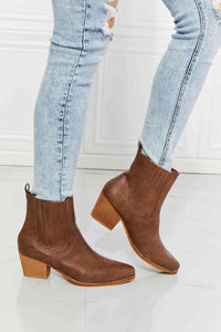MMShoes Love the Journey Stacked Heel Chelsea Boot in Chestnut - Happily Ever Atchison Shop Co.