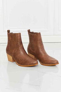 MMShoes Love the Journey Stacked Heel Chelsea Boot in Chestnut - Happily Ever Atchison Shop Co.