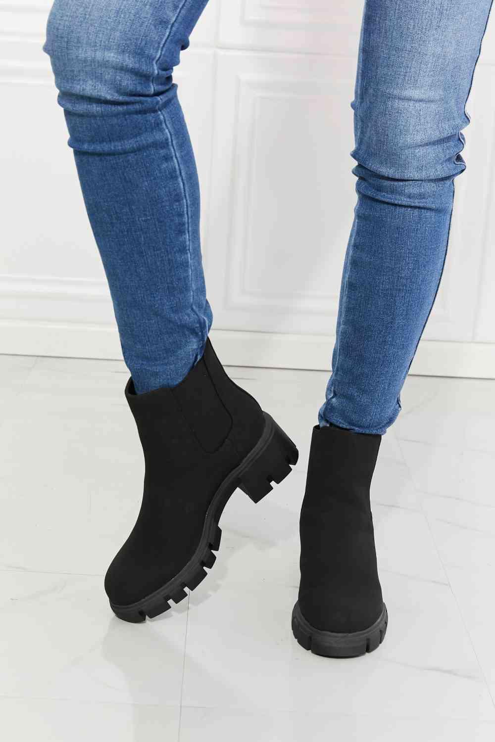 MMShoes Work For It Matte Lug Sole Chelsea Boots in Black - Happily Ever Atchison Shop Co.