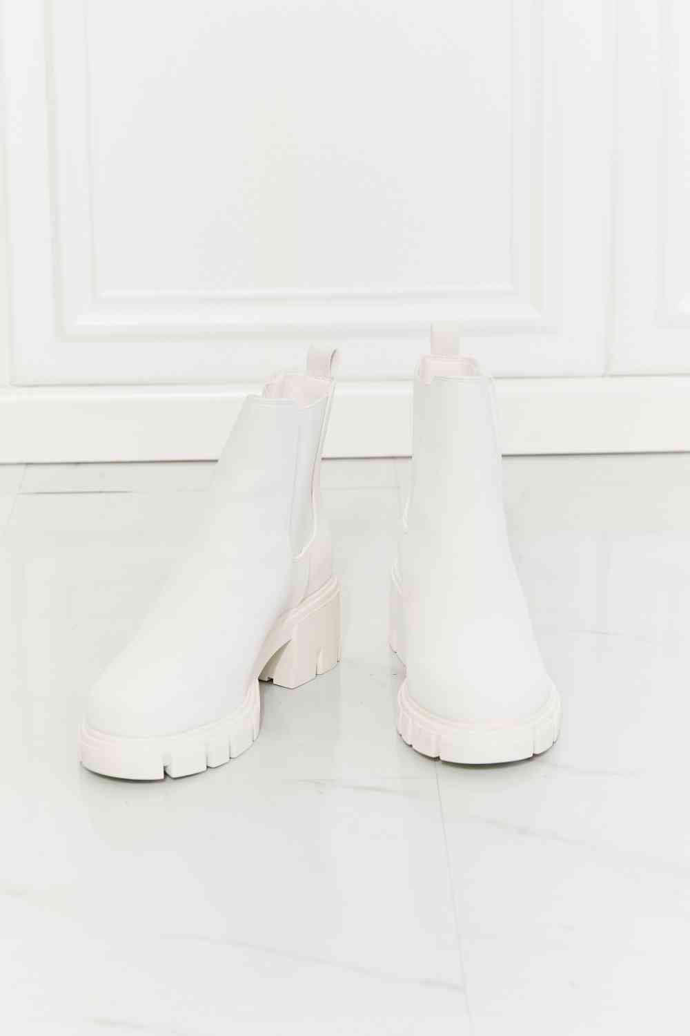 MMShoes Work For It Matte Lug Sole Chelsea Boots in White - Happily Ever Atchison Shop Co.