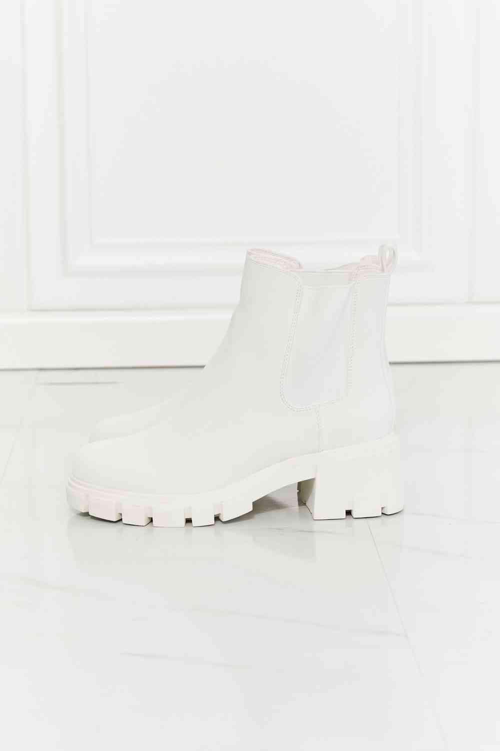 MMShoes Work For It Matte Lug Sole Chelsea Boots in White - Happily Ever Atchison Shop Co.