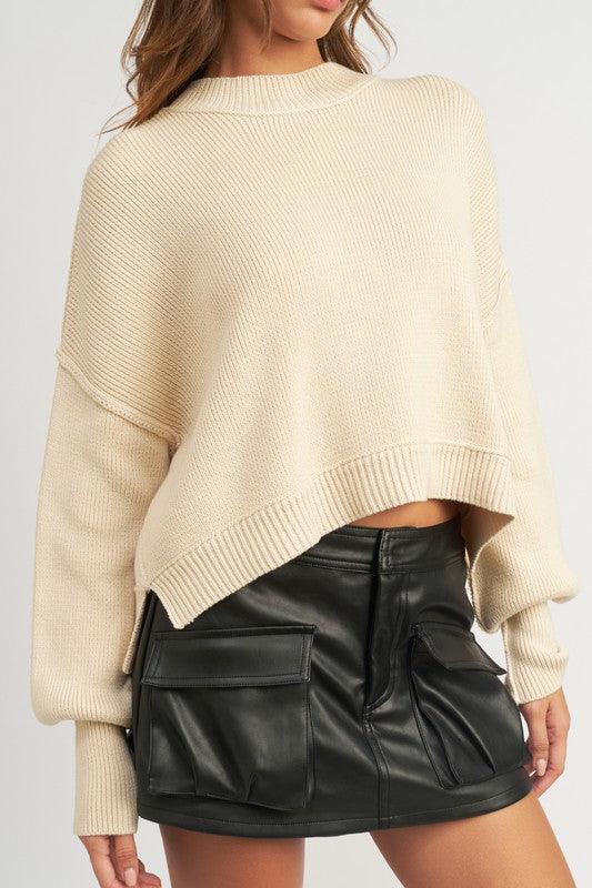 MOCK NECK OVERSIZED SWEATER - Happily Ever Atchison Shop Co.
