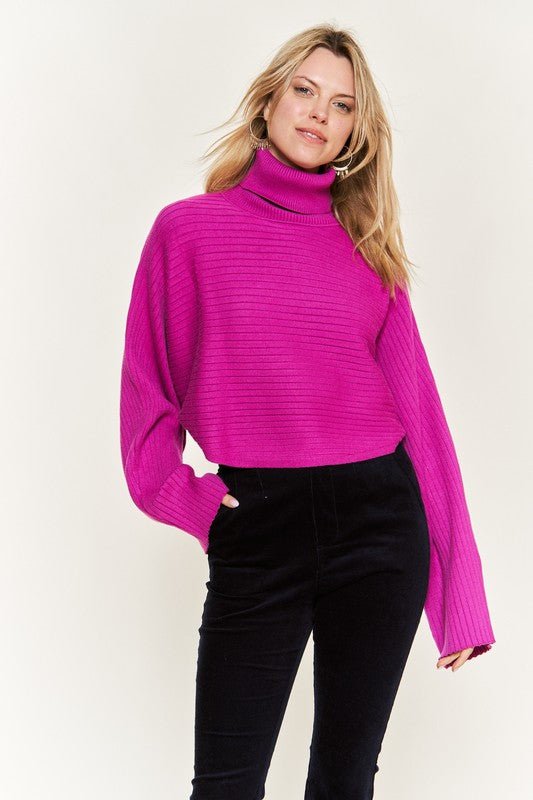 Mock Neck Wide Sleeve Top - Happily Ever Atchison Shop Co.