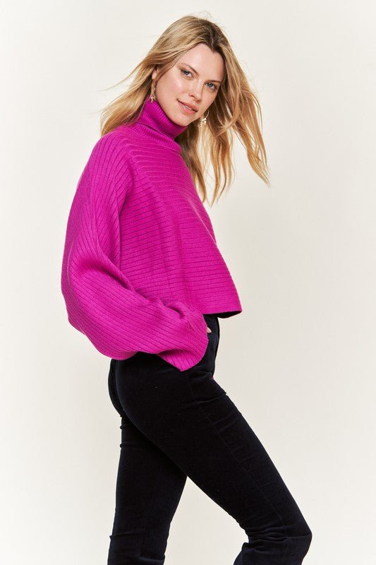 Mock Neck Wide Sleeve Top - Happily Ever Atchison Shop Co.