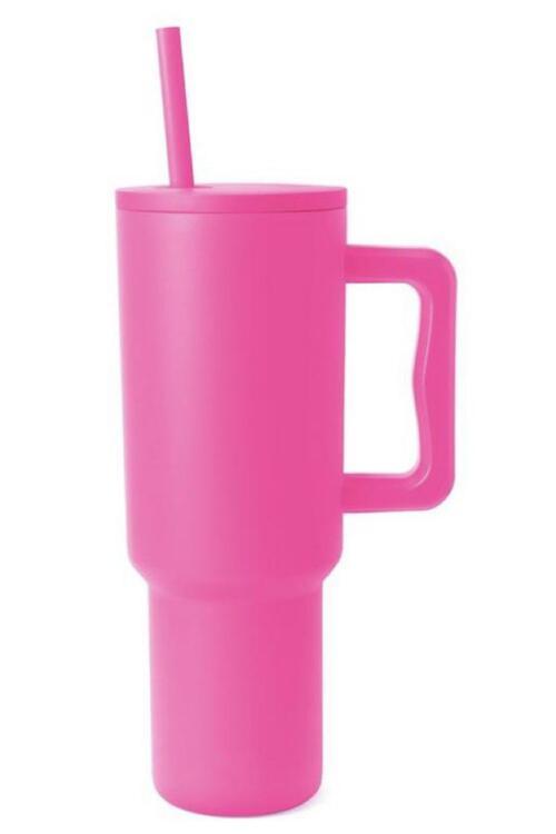 Monochromatic Stainless Steel Tumbler with Matching Straw - Happily Ever Atchison Shop Co.