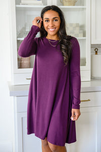 Most Reliable Long Sleeve Knit Dress In Plum - Happily Ever Atchison Shop Co.