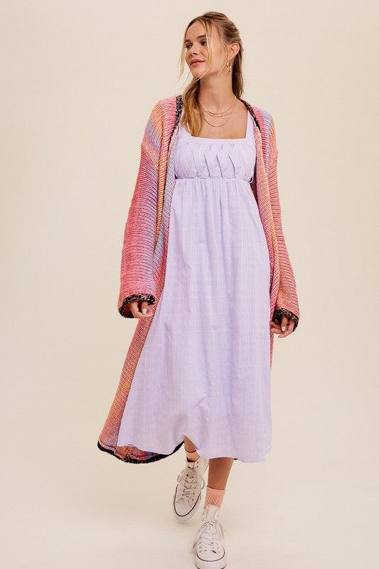 Multi Color Gradation Long Knit Open Cardigan - Happily Ever Atchison Shop Co.