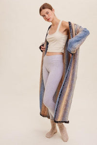 Multi Color Gradation Long Knit Open Cardigan - Happily Ever Atchison Shop Co.