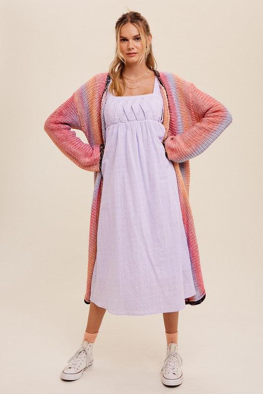 Multi Color Gradation Long Knit Open Cardigan - Happily Ever Atchison Shop Co.