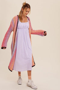 Multi Color Gradation Long Knit Open Cardigan - Happily Ever Atchison Shop Co.