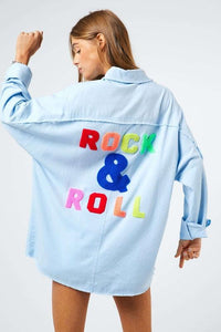 Multi Color Letters Fringed Hem Detail Shirt - Happily Ever Atchison Shop Co.