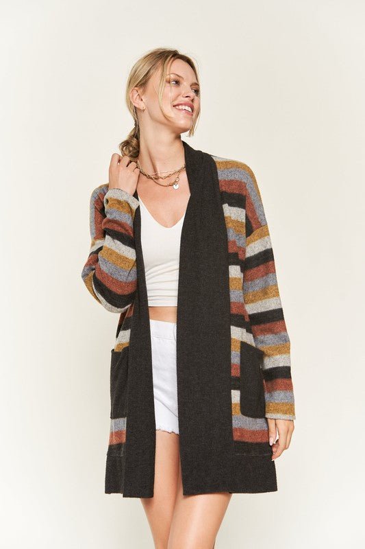 MULTI COLOR STRIPE CARDIGAN - Happily Ever Atchison Shop Co.