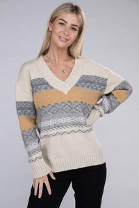 Multicolor Stripe V Neck Sweater - Happily Ever Atchison Shop Co.