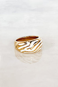 Natural Elements Gold Zebra Enamel Ring - Happily Ever Atchison Shop Co.