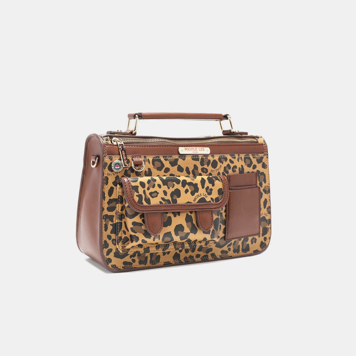 Nicole Lee USA Leopard Top Handle Handbag - Happily Ever Atchison Shop Co.