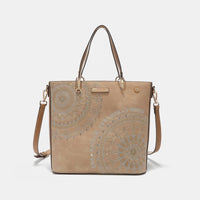 Nicole Lee USA Metallic Stitching Embroidery Inlaid Rhinestone Tote Bag - Happily Ever Atchison Shop Co.