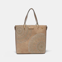 Nicole Lee USA Metallic Stitching Embroidery Inlaid Rhinestone Tote Bag - Happily Ever Atchison Shop Co.