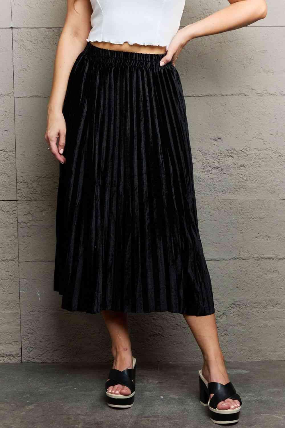 Ninexis Accordion Pleated Flowy Midi Skirt - Happily Ever Atchison Shop Co.