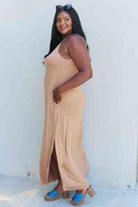 Ninexis Good Energy Full Size Cami Side Slit Maxi Dress in Camel - Happily Ever Atchison Shop Co.