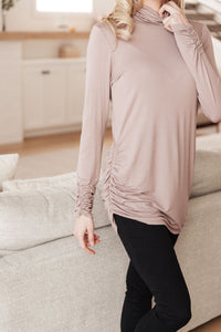 Nivia Draped Turtle Neck Tunic in Mocha - Happily Ever Atchison Shop Co.