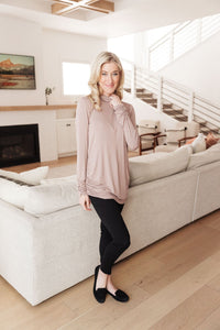Nivia Draped Turtle Neck Tunic in Mocha - Happily Ever Atchison Shop Co.
