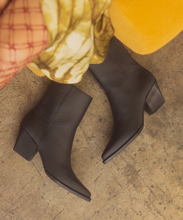 OASIS SOCIETY Miley - Alligator Print Booties - Happily Ever Atchison Shop Co.