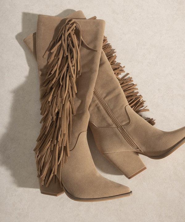 OASIS SOCIETY OUT WEST - Knee - High Fringe Boots - Happily Ever Atchison Shop Co.