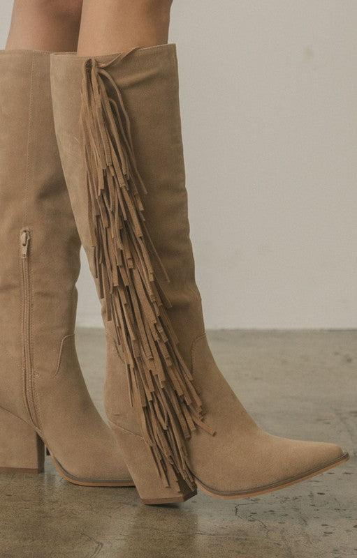 OASIS SOCIETY OUT WEST - Knee - High Fringe Boots - Happily Ever Atchison Shop Co.