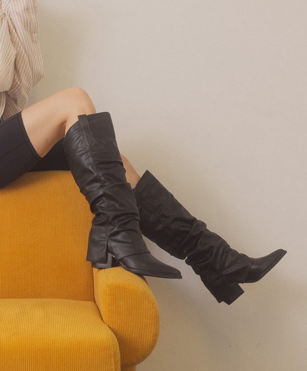 OASIS SOCIETY Thea - Fold Over Slit Jean Boots - Happily Ever Atchison Shop Co.