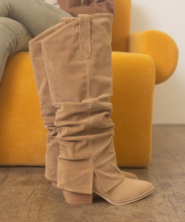 OASIS SOCIETY Thea - Fold Over Slit Jean Boots - Happily Ever Atchison Shop Co.