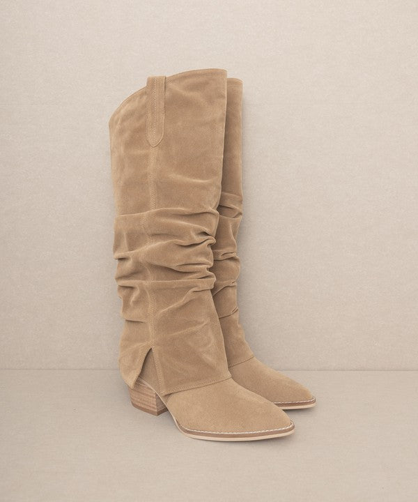 OASIS SOCIETY Thea - Fold Over Slit Jean Boots - Happily Ever Atchison Shop Co.