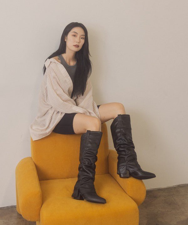 OASIS SOCIETY Thea - Fold Over Slit Jean Boots - Happily Ever Atchison Shop Co.