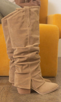 OASIS SOCIETY Thea - Fold Over Slit Jean Boots - Happily Ever Atchison Shop Co.