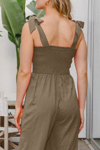 ODDI Full Size Bodice Smocked Sleeveless Jumpsuit - Happily Ever Atchison Shop Co.