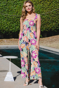 ODDI Full Size Floral Sleeveless Wide Leg Jumpsuit - Happily Ever Atchison Shop Co.
