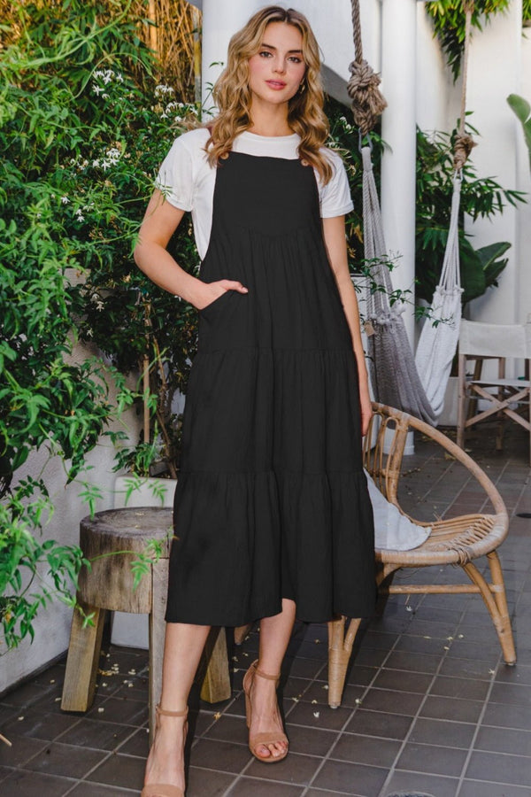 ODDI Full Size Sleeveless Tiered Midi Dress - Happily Ever Atchison Shop Co.